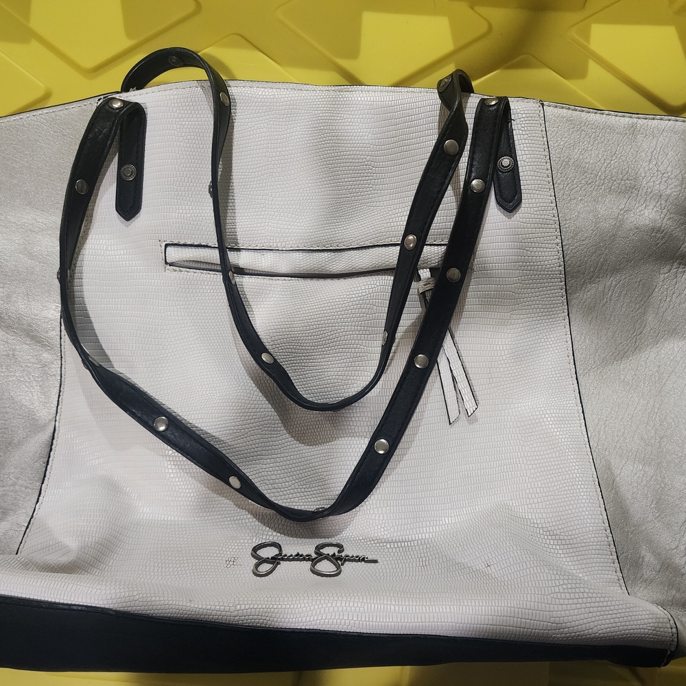 White and Black Tote Bag